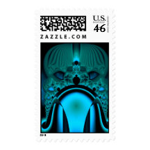 Midnight Skullcap Fractal Postage Stamp