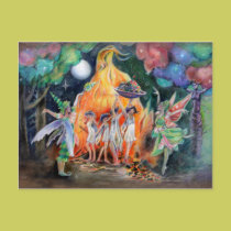 Midsummer Fairy Ball, Whimsical Postcard,