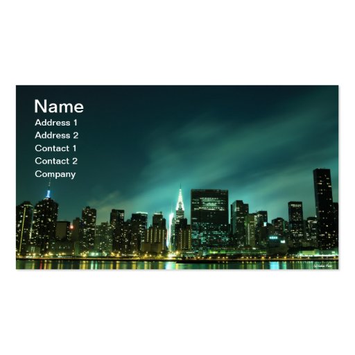 Midtown Manhattan skyline at Night Lights, NYC Business Card (front side)