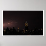 Midtown NYC Skyline with Spidery Lightning Strike posters