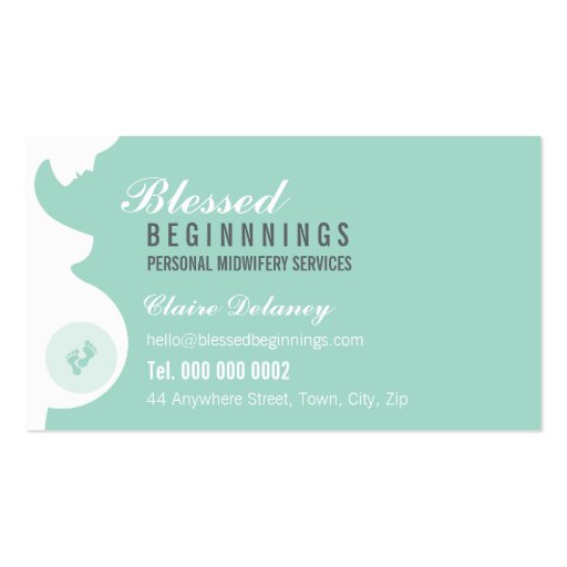 MIDWIFE BUSINESS CARD :: pregnant belly baby feet