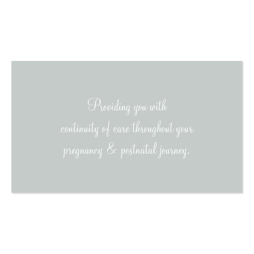 MIDWIFE DOULA CARD pregnant belly heart gray Business Card (back side)