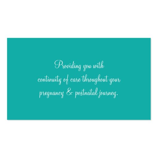 MIDWIFE DOULA CARD pregnant belly heart jade green Business Card Templates (back side)