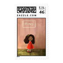 midy girl with the curly hair stamps