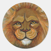 Mighty lion fun painting unique original art judge round sticker
