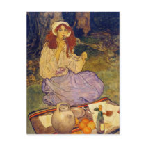Miguela, kneeling still, put it to her lip postcards