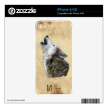 MIKE Howling Grey Wolf  Wildlife iPhone 4 Skin