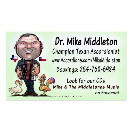 Mike & The Middletones Music Business Card (front side)