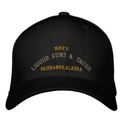 Mike's, LIQUOR GUNS & TACOS, Fairbanks,Alaska Embroidered Baseball Cap Mike's, LIQUOR GUNS & TACOS, Fairbanks,Alaska Embroidered Baseball Cap