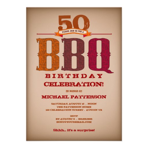 Milestone Birthday BBQ Celebration Invitation (front side)