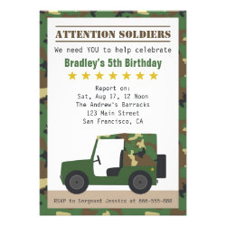 Military Camouflage Pattern Soldier Boy Birthday Custom Invite