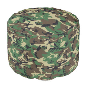 Military Camouflage Round Pouf