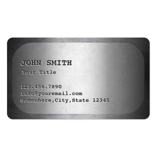 Military Dog Tag Faux Metal Business Card (front side)
