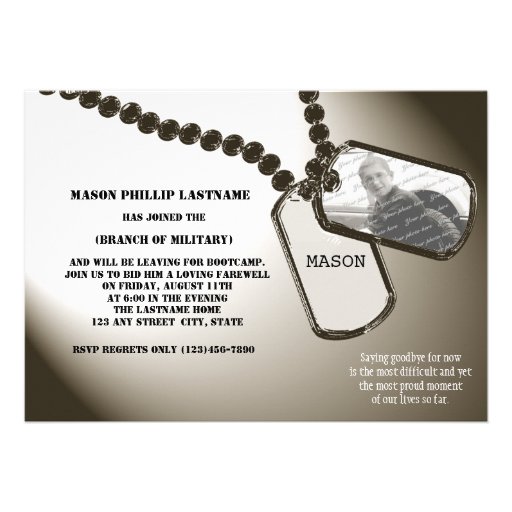 Military Dogtags Going Away Party Custom Invitation