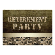 Military Fatigues Retirement Party Custom Invites