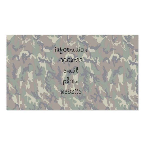 Military Forest Camouflage Background Lightened Business Card Template (back side)