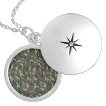 Military Forest Camouflage Background Necklace