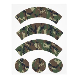 Military Forest Camouflage Cupcake Wrapper Letterhead
