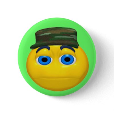 Military Funny Face Birthday Button by birthday_gifts