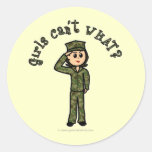 Military Girl - Light Round Sticker