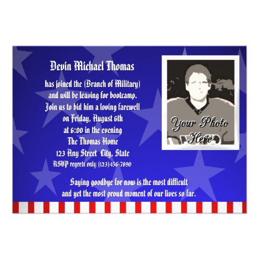 Military Going Away Party Custom Announcements