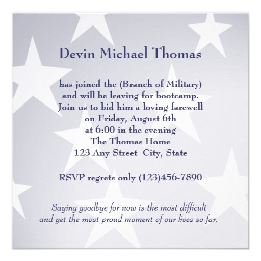 Military Going Away Party Custom Invite