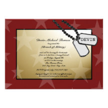 Military Going Away Party Gold and Red Invites