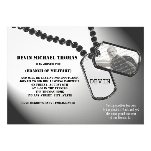 Military Going Away Party Personalized Invitation (front side)