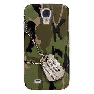 Military Green Camo w/ Dog Tag Galaxy S4 Cover