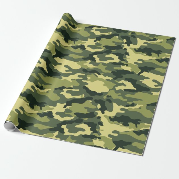 Military Green Camouflage Camo Pattern Wrapping Paper 1/4