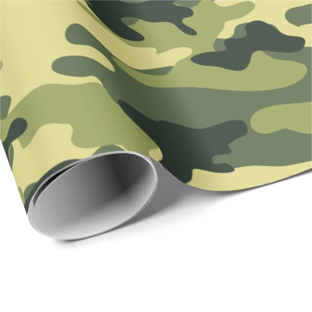 Military Green Camouflage Camo Pattern Wrapping Paper 3/4