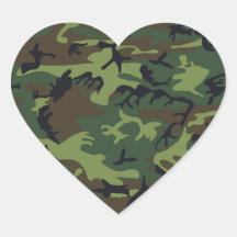Military Green Camouflage Heart Sticker