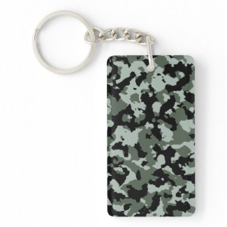 Military Green Camouflage Pattern Double-Sided Rectangular Acrylic Keychain