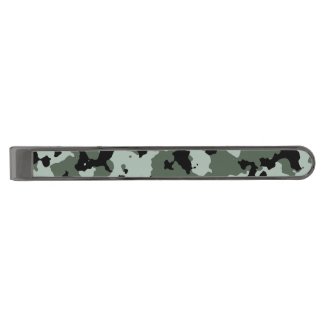 Military Green Camouflage Pattern Gunmetal Finish Tie Bar