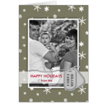 Military Happy Holidays Photo Card (Army Green)