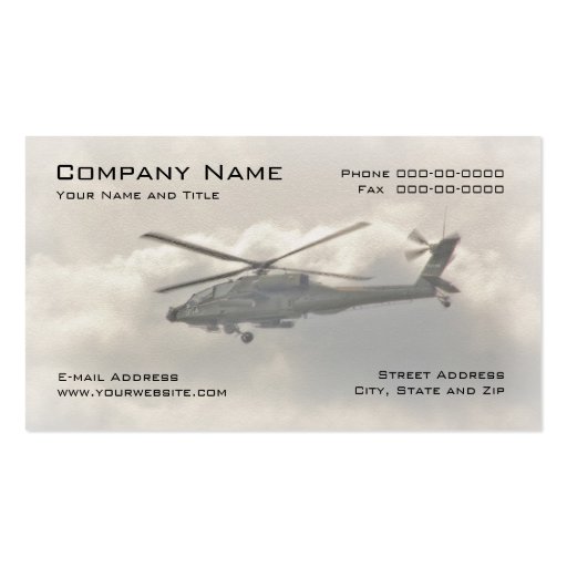 Military Helicopter Business Card (front side)