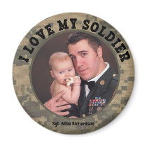 Military Hero: I Love My Soldier Photo Frame Magnet