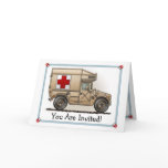 Military Hummer Ambulance Party Invitation Card