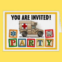 Military Hummer Ambulance Party Invitation cards