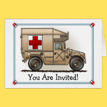 Military Hummer Ambulance Party Invitation cards