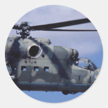 Military Mi-24 hind attack helicopter, Czech Air F Round Sticker