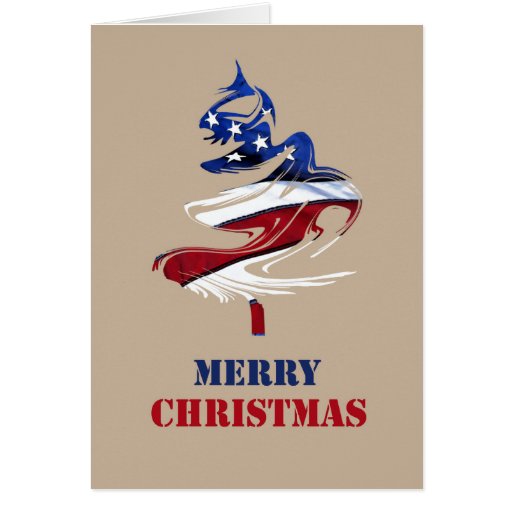 Military Patriotic American Merry Christmas Tree Card Zazzle