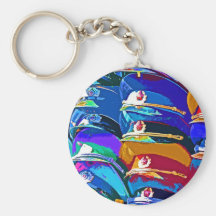 Military Peaked Caps / Hats, Artistic Pattern Keychain