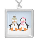 Military Penguin Couple Custom Necklace