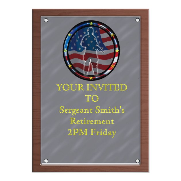 Military plaque style Retirement Card