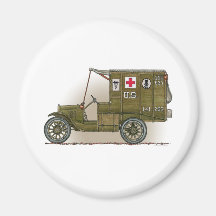 Military Red Cross Ambulance Round Magnet