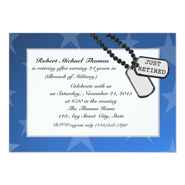 Military Retirement Party Blue Card (front side)
