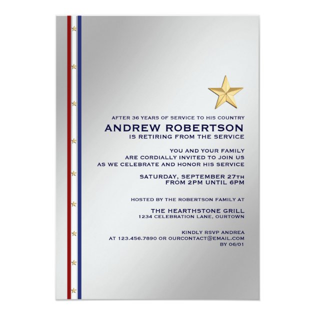 Military Retirement Party Invitation (front side)