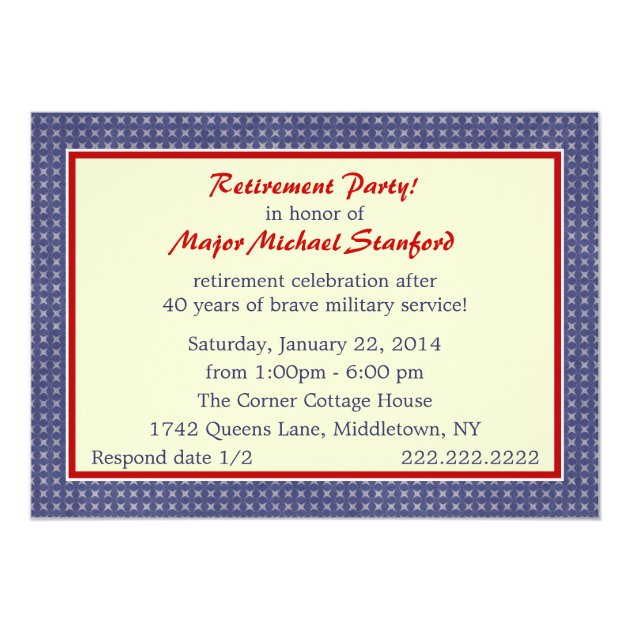 Military Retirement Stars Party Invitation