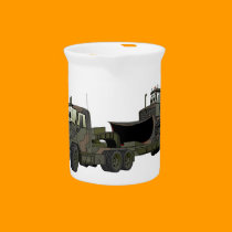 Military Semi Bulldozer Flatbed Cartoon pitchers